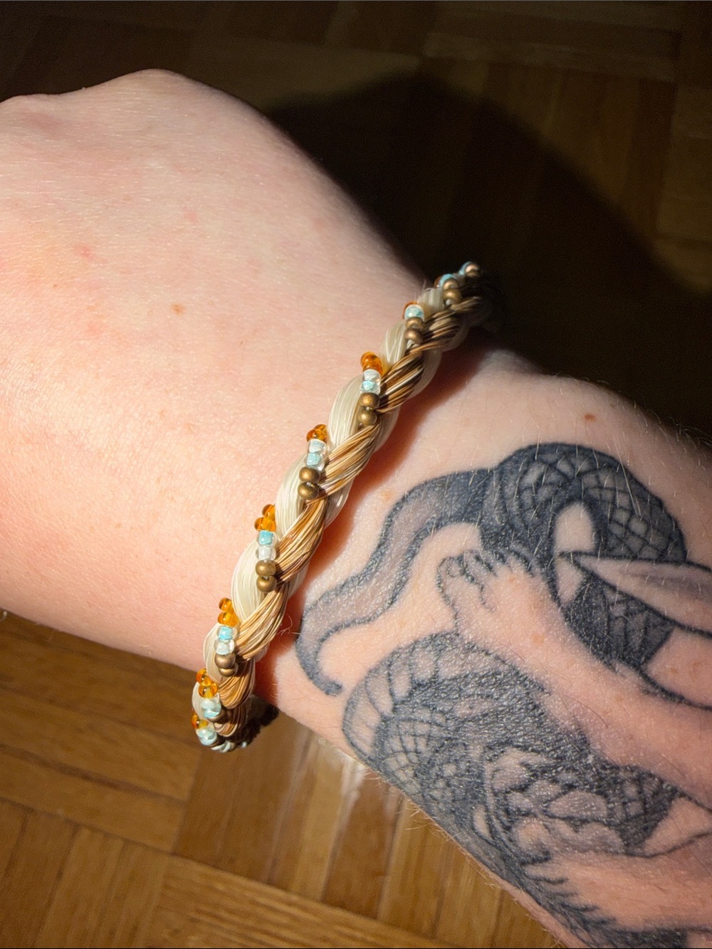 Braided Pearl Accent Bracelet - Cream and Gold